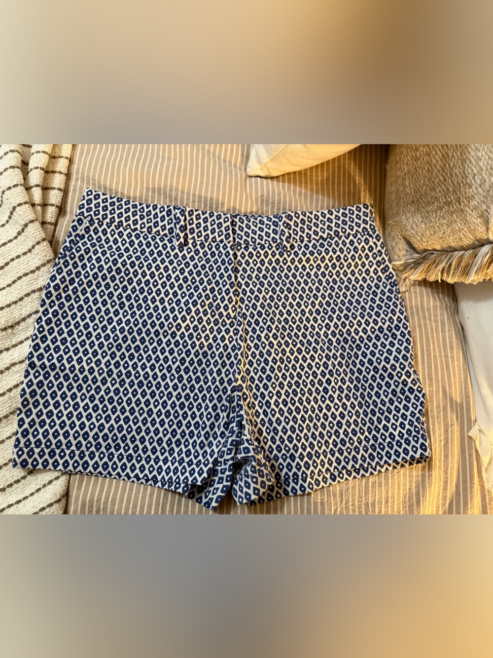 Southern Tide Blue and White Geometric Print Skirt